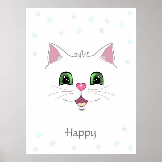 Niedliche Katzengesicht und Sterne Poster (Vorne)