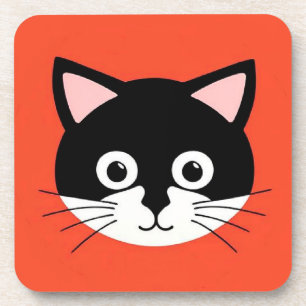 Niedliche Katzengesicht Vibrant Illustration Getränkeuntersetzer