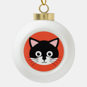 Niedliche Katzengesicht Vibrant Illustration Keramik Kugel-Ornament