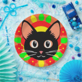 Niedliche Katzengesicht Vibrant Illustration Pappteller (Party)