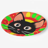 Niedliche Katzengesicht Vibrant Illustration Pappteller (Schrägansicht)