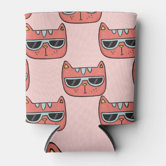 Niedliche Katzengesichter, nahtlose Muster. Dosenkühler (Vorderseite)