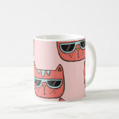 Niedliche Katzengesichter, nahtlose Muster. Kaffeetasse (VorderseiteRechts)