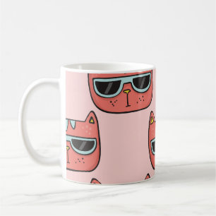 Niedliche Katzengesichter, nahtlose Muster. Kaffeetasse
