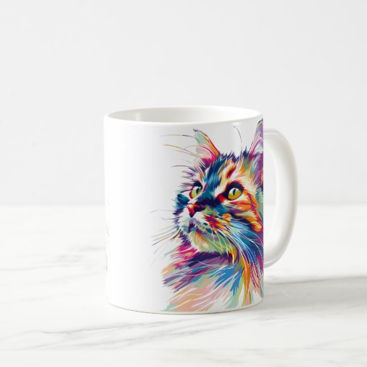 Niedliche Katzengesichtsfarbe Kaffeetasse (VorderseiteRechts)