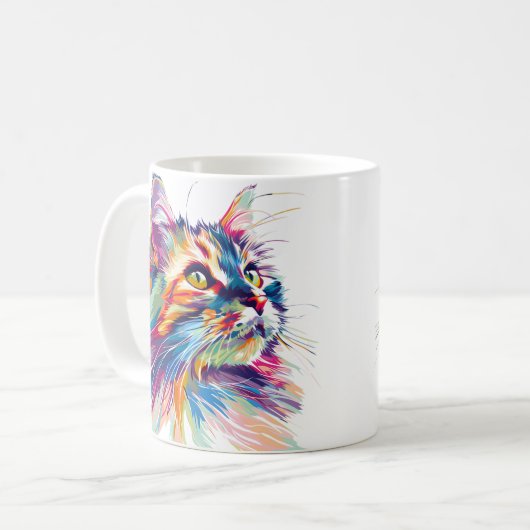Niedliche Katzengesichtsfarbe Kaffeetasse (Vorderseite Links)