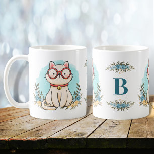 Niedliche katzengetragene Brille Charming Floral M Kaffeetasse