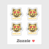 Niedliche Katzenherz-Emoji-Aufkleber mit Individue Aufkleber (Blatt)