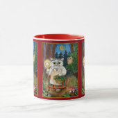 Niedliche Katzenhexe, Eule, Natur der feenhaften Tasse (Zentrum)