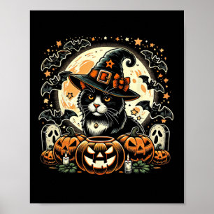 Niedliche KatzenHexe Halloween - Spooky Pumpkin Ar Poster
