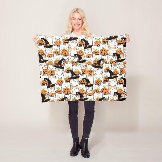 Niedliche KatzenHexe mit Bumkin Halloween Fleecedecke (Beispiel)