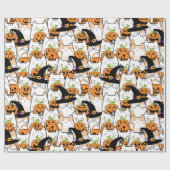 Niedliche KatzenHexe mit Bumkin Halloween Geschenkpapier (Flach)