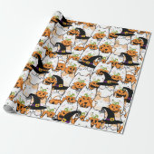 Niedliche KatzenHexe mit Bumkin Halloween Geschenkpapier (Ungerollt)