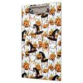 Niedliche KatzenHexe mit Bumkin Halloween Klemmbrett (Links)