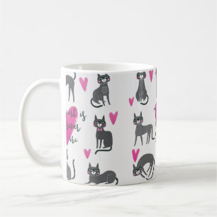 Niedliche Katzenillustrierung. Liebe Kaffeetasse
