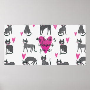 Niedliche Katzenillustrierung. Liebe Poster