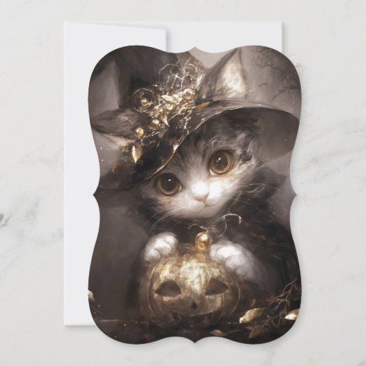 Niedliche Katzenjungdusche Halloween Einladung (Rückseite)