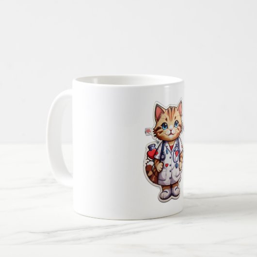 Niedliche Katzenkardiologieschülerin Kaffeetasse (Vorderseite Links)
