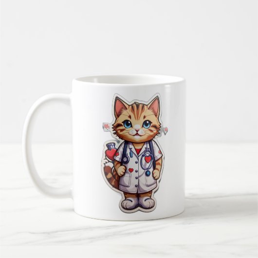 Niedliche Katzenkardiologieschülerin Kaffeetasse (Links)