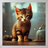 Niedliche Katzenkätzchen, hellbraun und Streifen Poster (Vorne)