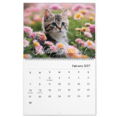 Niedliche Katzenkatze Blume Monatlich Jährlich 202 Kalender (Feb 2027)