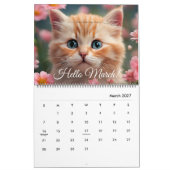 Niedliche Katzenkatze Blume Monatlich Jährlich 202 Kalender (Mär 2027)