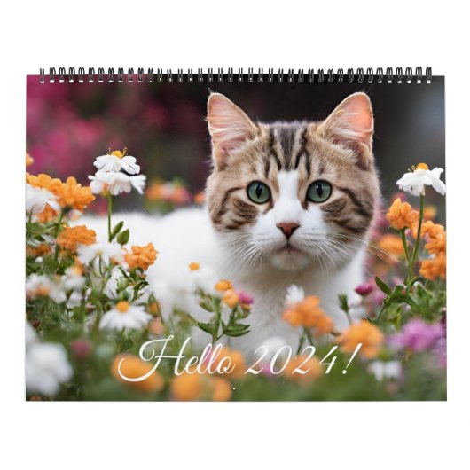 Niedliche Katzenkatze Blume Monatlich Jährlich 202 Kalender (Titelbild)
