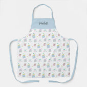 Niedliche Katzenkatze Illustrationsmuster Monogram Schürze (Vorderseite)