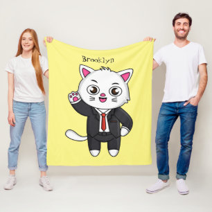 Niedliche Katzenkatze im Anzug Cartoon Fleecedecke