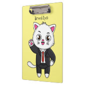 Niedliche Katzenkatze im Anzug Cartoon Klemmbrett (Links)