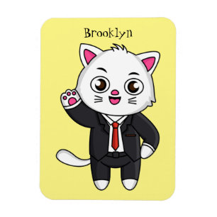 Niedliche Katzenkatze im Anzug Cartoon Magnet