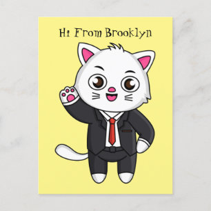 Niedliche Katzenkatze im Anzug Cartoon Postkarte