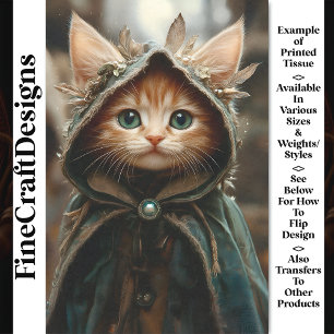 Niedliche Katzenkatze in einer Holzhülle, BT8-Deco Seidenpapier