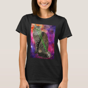 Niedliche Katzenkatze mit Laserstrahl-Augen-Galaxi T-Shirt