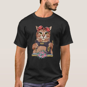 Niedliche Katzenkatze Nähmaschine Nähmaschine Katz T-Shirt