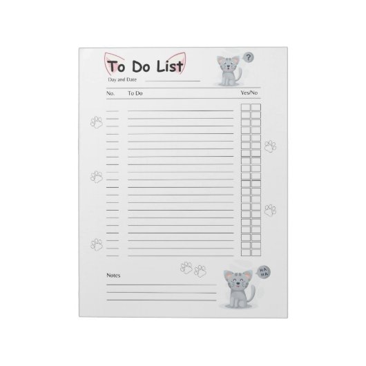 Niedliche Katzenkatze, um die Verknüpfung mit Note Notizblock (Rotiert)