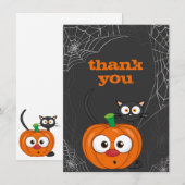 Niedliche Katzenkatze und KürbisHalloween-Flat Dankeskarte (Vorne/Hinten)