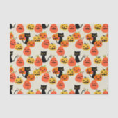 Niedliche Katzenkatze zu Halloween und Kürbiskröte Seidenpapier (Vorderseite)