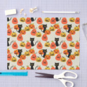 Niedliche Katzenkatze zu Halloween und Kürbiskröte Seidenpapier (Handwerk)