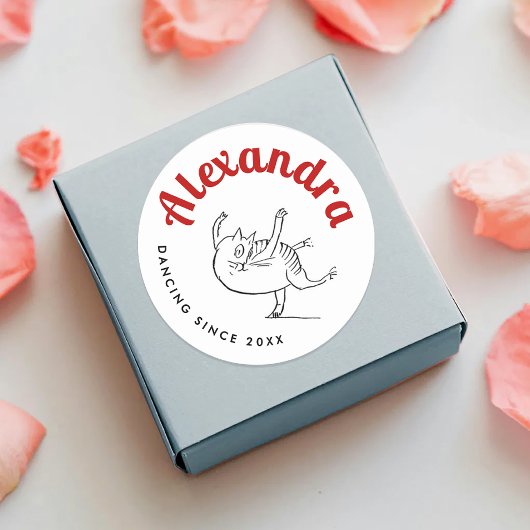 Niedliche Katzenkettchen rot und weiß Edward Lear Runder Aufkleber