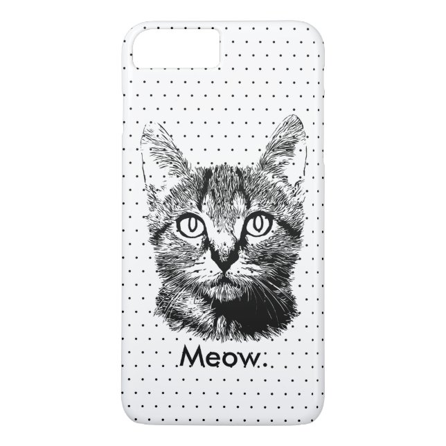 Niedliche Katzenkitte mit handgezogenen Polka-Punk Case-Mate iPhone Hülle (Rückseite)