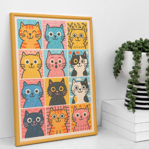 Niedliche Katzenklammer Wand Kunstposter drucken Poster