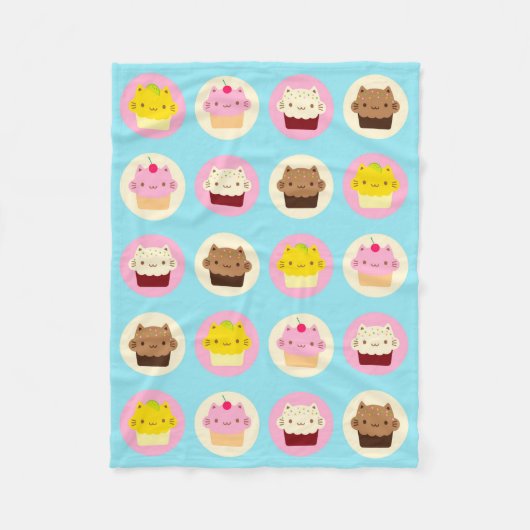 Niedliche Katzenkuchen Fleecedecke (Vorderseite)