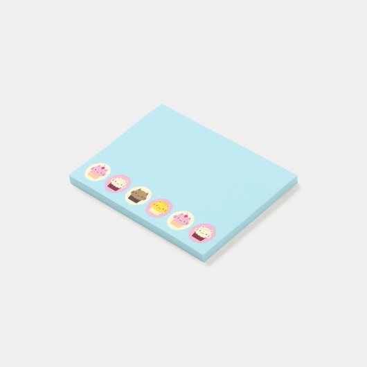 Niedliche Katzenkuchen Post-it Klebezettel (angewinkelt)