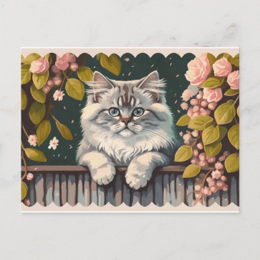 niedliche Katzenkunst Feiertagspostkarte (Vorderseite)