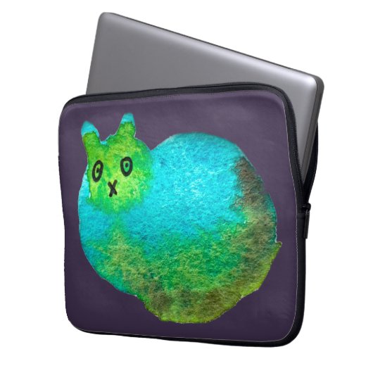 Niedliche Katzenkunstdarstellung Laptopschutzhülle (Vorderseite Links)