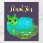 Niedliche Katzenkunstdarstellung Weinetikett (Einzelnes Label)