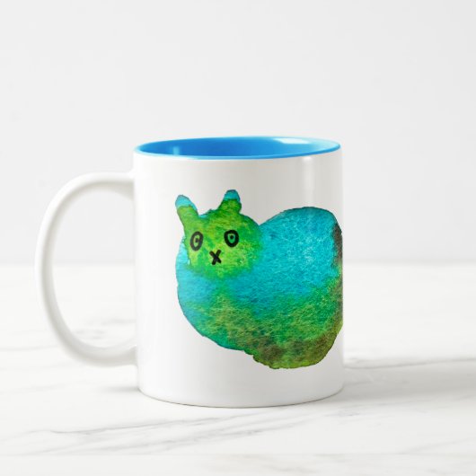 Niedliche Katzenkunstdarstellung Zweifarbige Tasse (Links)