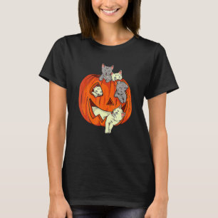 Niedliche Katzenkürbis Kürbislaterne Cat Hallowe T-Shirt