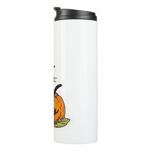 Niedliche Katzenkürbis mit Hexenhut, Kawaii Thermosbecher (Nach rechts gedreht)